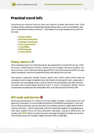 example page 5 from our offline Travel Guide for Falkland Islands